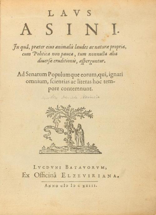 1623. LIBRO. (HUMANIDADES). [HEINSIUS, DANIEL]:. LAUS ASINI 