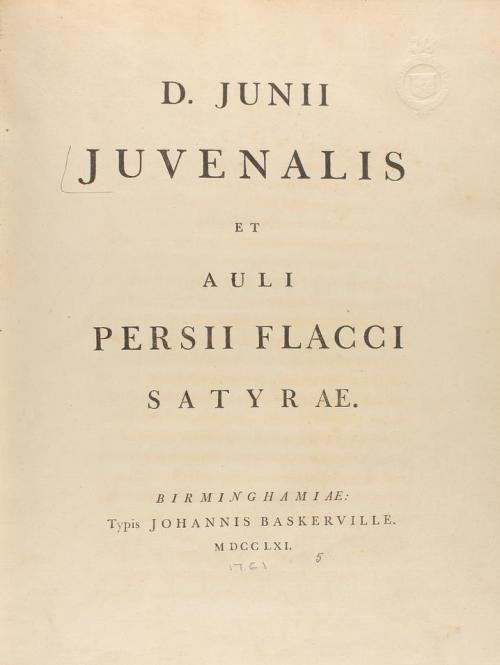1761. LIBRO. (LITERATURA CLÁSICA). DECIO JUNIO, JUVENAL:. JU