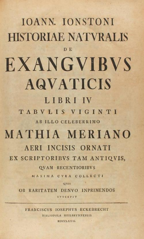 1767. LIBRO. (ZOOLOGÍA). JONSTONUS, JOHANNES:. HISTORIAE NAT