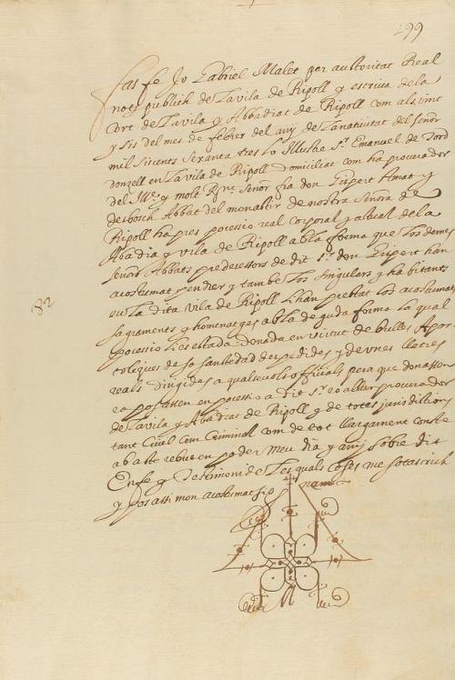 1663. MANUSCRITO. (ABADÍA RIPOLL). TESTIMONIO DE LA TOMA DE 