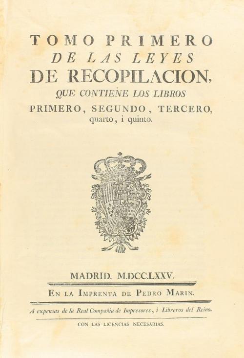 1775. LIBRO. (DERECHO). LAS LEYES DE RECOPILACION. Madrid: I
