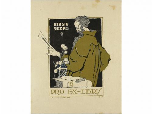 1930 ca. GRABADO. (EX-LIBRIS). LOTE DE 5 EX-LIBRIS GRANDES. 