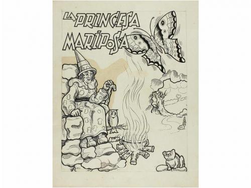 1950 ca. ORIGINAL ARTÍSTICO. LOTE DE 15 DIBUJOS ORIGINALES P