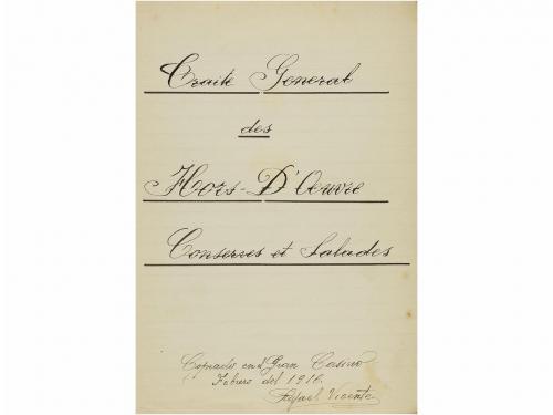1900 ca. MANUSCRITO. (GASTRONOMIA-ENOLOGIA). LOTE DE 6 LIBRE