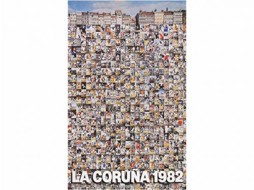 1982. CARTEL. (FUTBOL). CHILLIDA; TAPIES; FOLON; ARROYO; SAU
