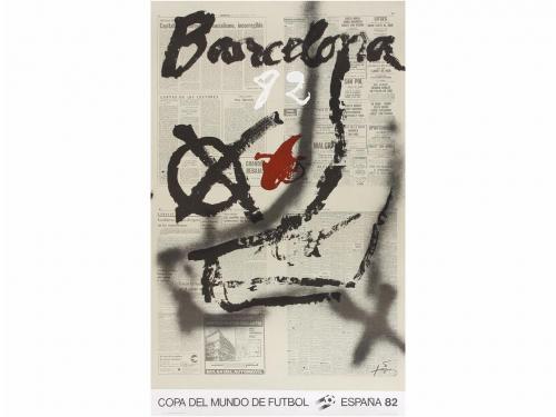 1982. CARTEL. (FUTBOL). CHILLIDA; TAPIES; FOLON; ARROYO; SAU
