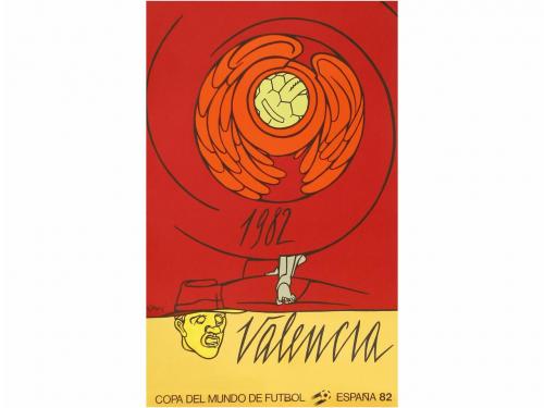 1982. CARTEL. (FUTBOL). CHILLIDA; TAPIES; FOLON; ARROYO; SAU