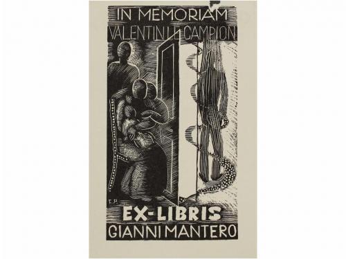 1960 ca. GRABADO. (EX-LIBRIS). ROSSI; ...:. CONJUNTO DE APRO