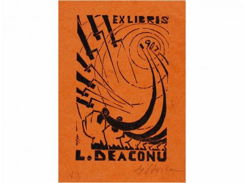 1940 ca. GRABADO. (EX-LIBRIS). STOICA, GEORGE:. CONJUTNO DE 