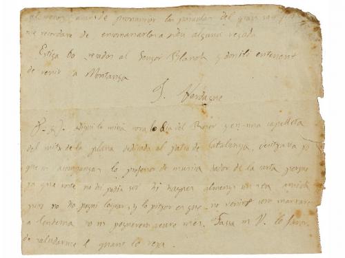 1890 ca. MANUSCRITO. VERDAGUER, JACINT:. CARTA DE AGRADECIMI
