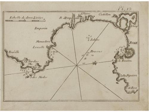 1700 ca. MAPA. (BAHIA DE ROSES). 2 CARTAS NAUTICAS DE LA BAH