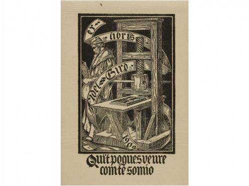 1910 ca. GRABADO. (EX-LIBRIS). VIOLA; CASALS Y VERNIS; RENAR