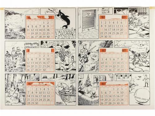 1977. ORIGINAL ARTÍSTICO. TOLEDANO, BERNET:. CALENDARIO TBO 