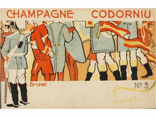 1900 ca. POSTALES. BRUNET, L.:. CHAMPAGNE CODORNIU. Rarísima