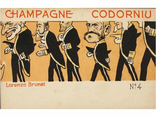 1900 ca. POSTALES. BRUNET, L.:. CHAMPAGNE CODORNIU. Rarísima