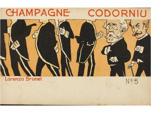 1900 ca. POSTALES. BRUNET, L.:. CHAMPAGNE CODORNIU. Rarísima