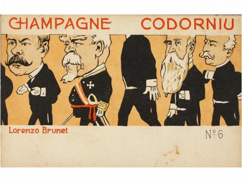 1900 ca. POSTALES. BRUNET, L.:. CHAMPAGNE CODORNIU. Rarísima