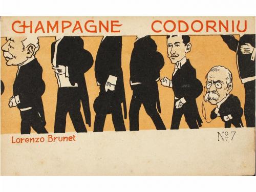 1900 ca. POSTALES. BRUNET, L.:. CHAMPAGNE CODORNIU. Rarísima