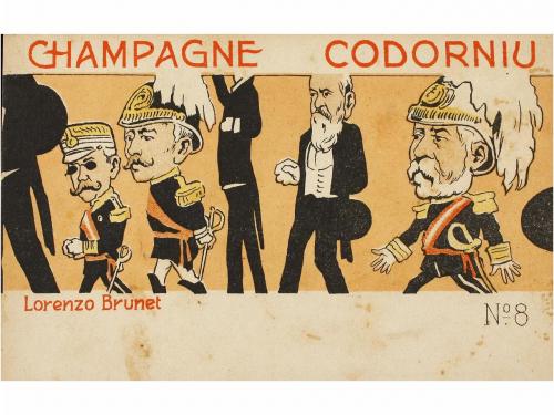 1900 ca. POSTALES. BRUNET, L.:. CHAMPAGNE CODORNIU. Rarísima