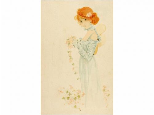 1900 ca. POSTALES. KIRCHNER:. MODERNE MÄDCHEN. Serie de 6 ca