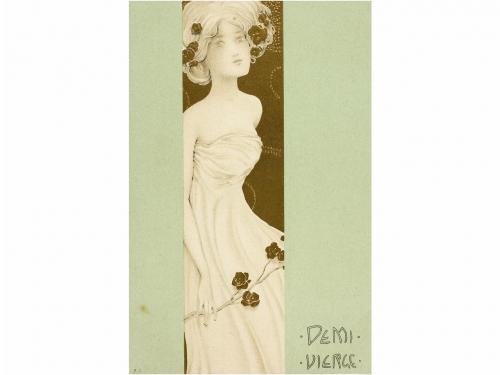 1900 ca. POSTALES. KIRCHNER:. DEMI VIERGE. Serie de 6 cartas