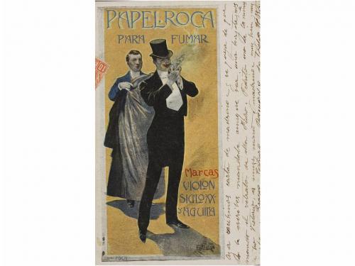 1900 ca. POSTALES. (PUBLICIDAD). PAPEL DE FUMAR ROCA. SERIE 