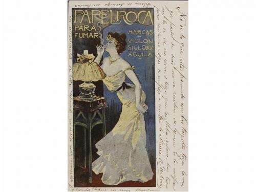 1900 ca. POSTALES. (PUBLICIDAD). PAPEL DE FUMAR ROCA. SERIE 