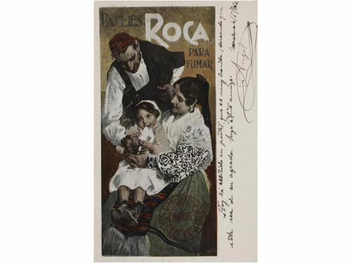 1900 ca. POSTALES. (PUBLICIDAD). PAPEL DE FUMAR ROCA. SERIE 