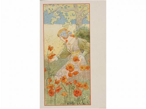 1900 ca. POSTALES. RIQUER, A.:. CUATRO ESTACIONES. Serie de 