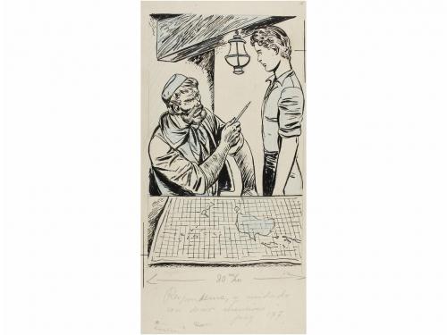 1945 ca. ORIGINAL ARTÍSTICO. J. JUEZ:. EXCEPCIONAL CONJUNTO 