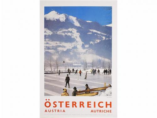 1980 ca. CARTEL. ÖSTERREICH, 4 CARTELES SKI. Conjunto de 4 c