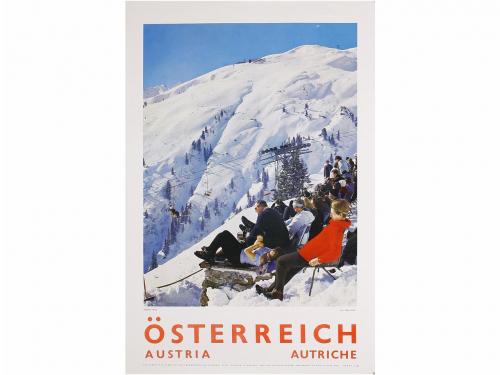 1980 ca. CARTEL. ÖSTERREICH, 4 CARTELES SKI. Conjunto de 4 c