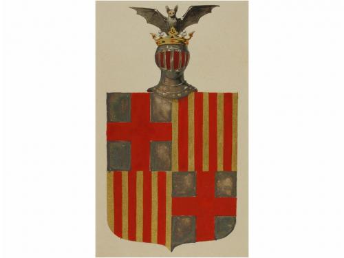 1853 ca. ORIGINAL ARTÍSTICO. (HERÁLDICA). ACUARELA DEL ESCUD