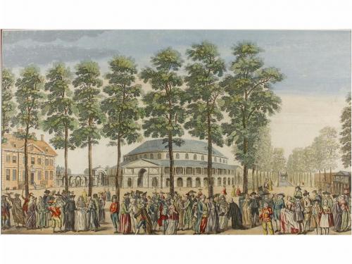 1750 ca. GRABADO. CONJUNTO DE 5 VISTAS ÓPTICAS. Grabados al 