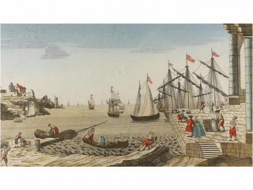 1750 ca. GRABADO. CONJUNTO DE 5 VISTAS ÓPTICAS. Grabados al 