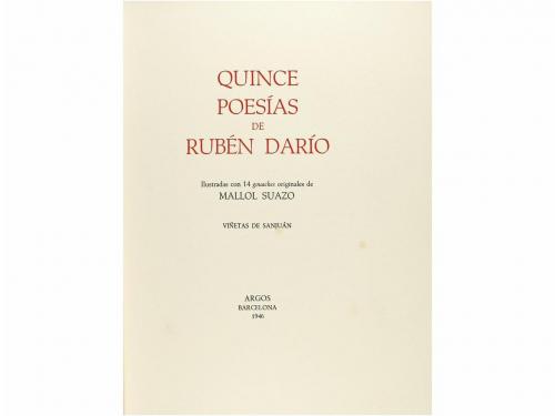 1946. LIBRO. (BIBLIOFILIA). DARÍO, RUBÉN:. QUINCE POESÍAS DE