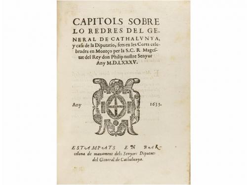 1635. LIBRO. (DERECHO CATALÁN). CAPITOLS DELS DRETS, Y ALTRE
