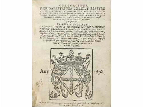 1698. LIBRO. (DERECHO CATALÁN). ORDINACIONS, Y CRIDAS FETAS