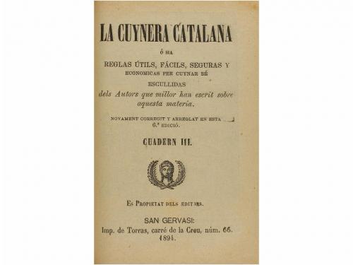 1890, 1894 y 1891. LIBRO. (GASTRONOMÍA-COCINA). LA CUYNERA C