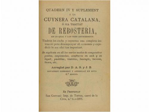 1890, 1894 y 1891. LIBRO. (GASTRONOMÍA-COCINA). LA CUYNERA C