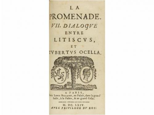 1663. LIBRO. (FILOSOFIA). LA PROMENADE. IV DIALOGUE ENTRE TU