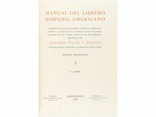1948-1977. LIBRO. (BIBLIOFILIA). PALAU Y DULCET, ANTONIO:. M