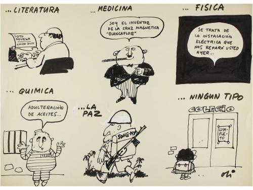 1980 ca. OLI: MAS DE 120 DIBUJOS ORIGINALES HUMORÍSTICOS. A
