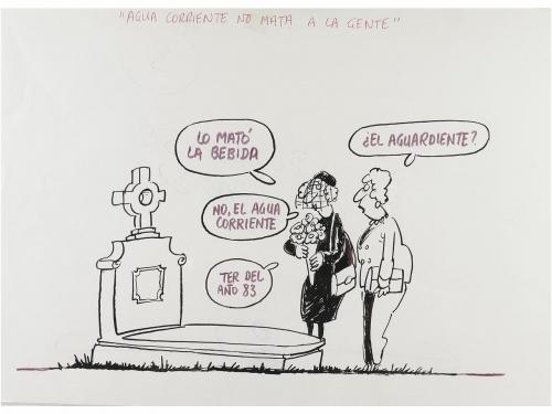 1980 ca. ORIGINAL ARTÍSTICO. OLI:. MÁS DE 150 DIBUJOS DE HUM