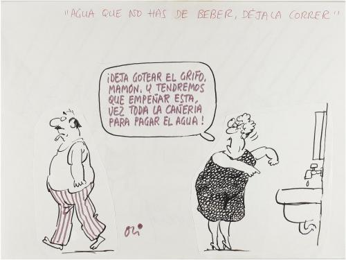 1980 ca. ORIGINAL ARTÍSTICO. OLI:. MÁS DE 150 DIBUJOS DE HUM