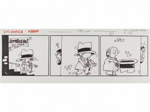 1980 ca. ORIGINAL ARTÍSTICO. OLI:. MÁS DE 150 DIBUJOS DE HUM