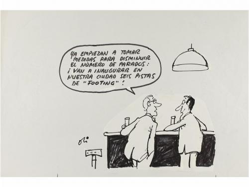 1980 ca. ORIGINAL ARTÍSTICO. OLI:. MÁS DE 150 DIBUJOS DE HUM