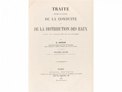 1865. LIBRO. (ARQUITECTURA). DUPUIT, JULES.:. TRAITÉ THÉORIQ