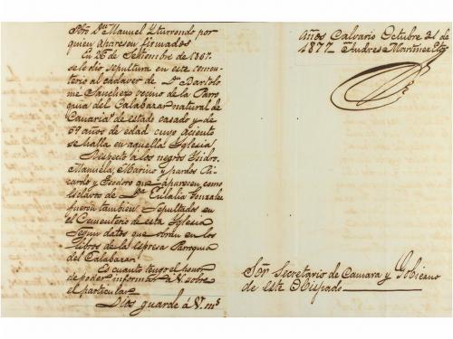 1877. MANUSCRITO. (CUBA). COMUNICACIÓN MANUSCRITA SOBRE LA S