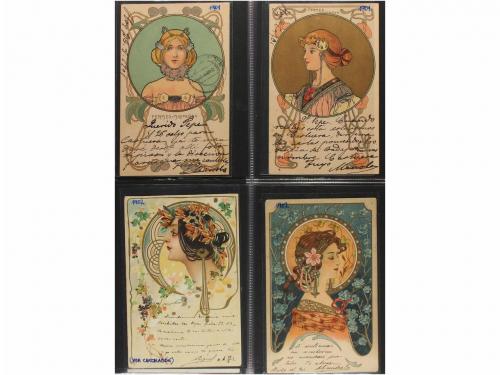 1900 ca. POSTALES. (COLECCIONISMO-MODERNISMO). 2 ÁLBUMES CON